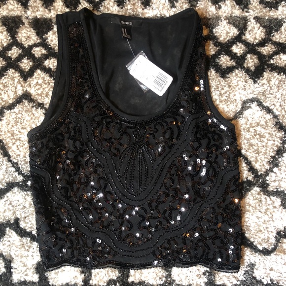 Forever 21 Tops - ‼️FOREVER 21 SEQUIN CROP TOP NWT‼️